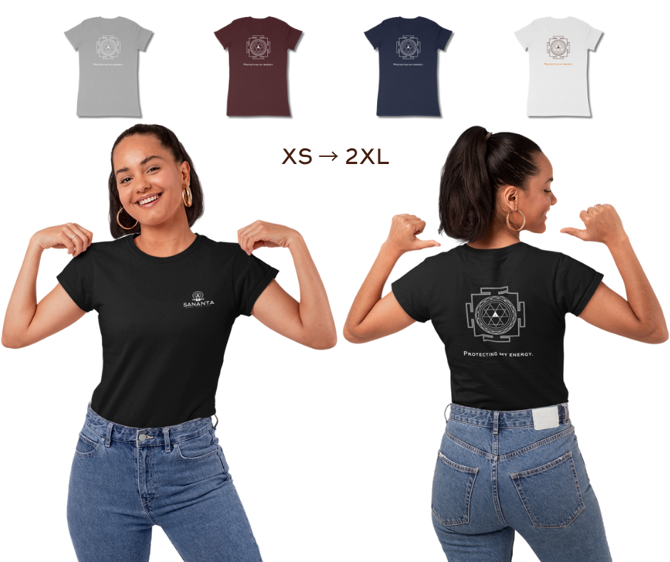 T-shirts vibratoires pour femme avec symbole de Durga – protection énergétique, force intérieure et ancrage.