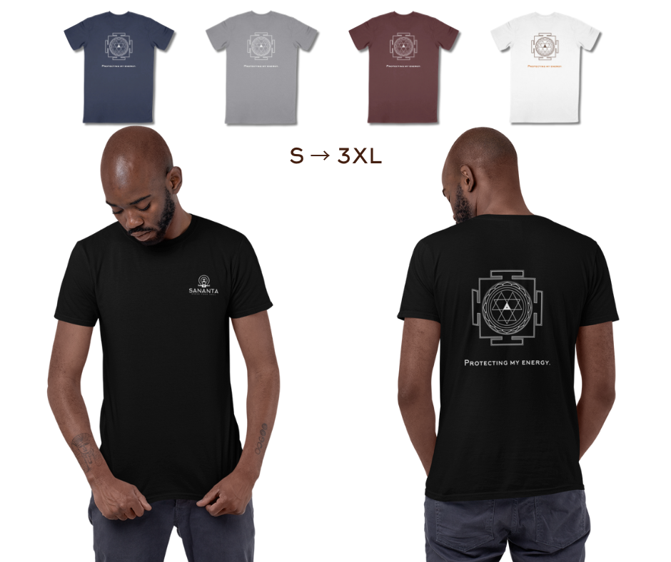 Vêtements spirituels pour homme avec symbole de protection Durga – disponibles en 5 couleurs, conçus pour l’ancrage et la force intérieure.
